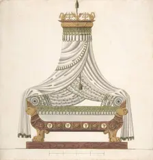 Design for Canopy Bed, 19th century. Creator: Anon