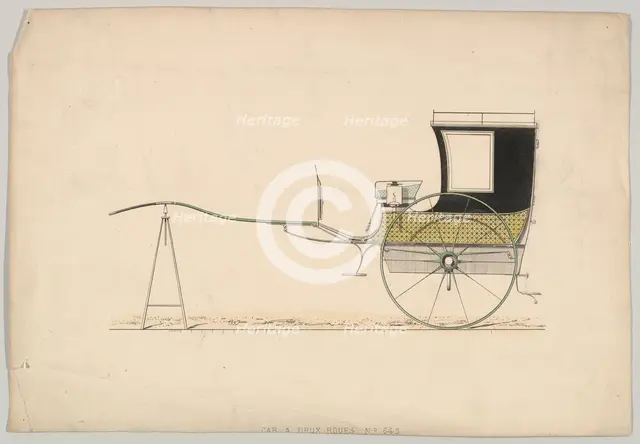 Design for "Car à Deux Roues" (Vehicle with two wheels), ca. 1870. Creator: Unknown.