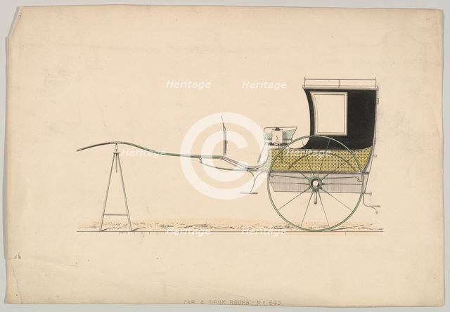 Design for "Car à Deux Roues" (Vehicle with two wheels), ca. 1870. Creator: Unknown.
