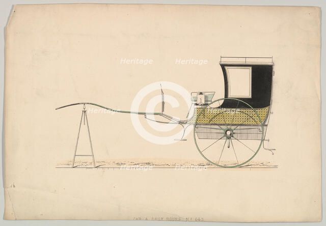 Design for "Car à Deux Roues" (Vehicle with two wheels), ca. 1870. Creator: Unknown.