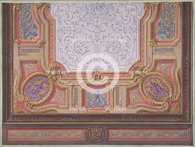 Design for Ceiling of Grand Salon, Hôtel Hope, 1867. Creators: Jules-Edmond-Charles Lachaise, Eugène-Pierre Gourdet.