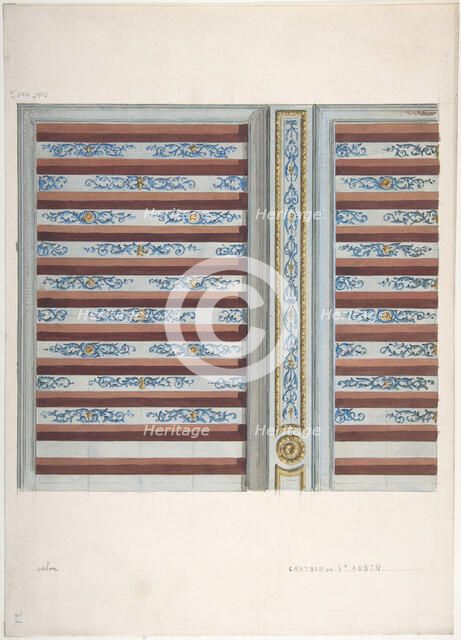 Design for Ceiling, Château de St. Aubin, second half 19th century. Creators: Jules-Edmond-Charles Lachaise, Eugène-Pierre Gourdet.