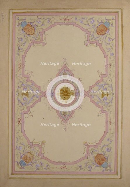 Design for Ceiling Decorated with Lavender Arabesques, 19th century. Creator: Charles Monblond.