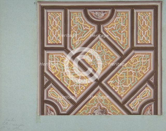Design for Ceiling Decoration in the Dining Room, Hôtel de Pless, Berlin, second half 19th century. Creators: Jules-Edmond-Charles Lachaise, Eugène-Pierre Gourdet.