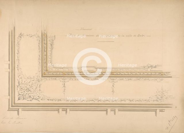 Design for ceiling decoration in the residence of the Duc de Massa on the rue la Boétie, Paris, 1889 Creators: Jules-Edmond-Charles Lachaise, Eugène-Pierre Gourdet.