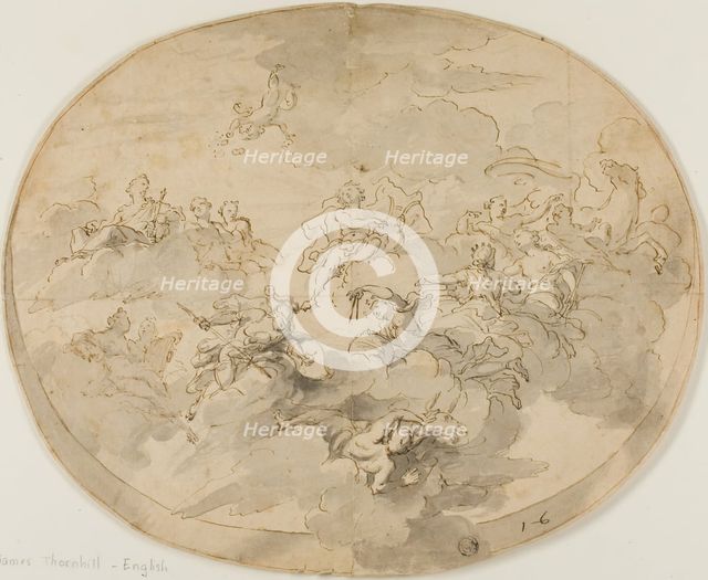 Design for Ceiling Fresco: Apollo and the Muses with Minerva Destroying Ignorance, n.d. Creator: Sir James Thornhill.