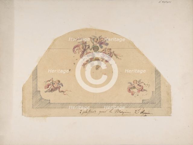 Design for Ceiling with Cherubs, second half 19th century. Creators: Jules-Edmond-Charles Lachaise, Eugène-Pierre Gourdet.