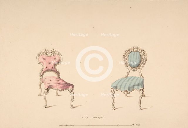 Design for Chairs, Louis Quinze Style, 1835-1900. Creator: Robert William Hume.