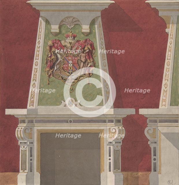 Design for Chimney Piece, Château du Duc de Meternick, Johannisburg, second half 19th century. Creators: Jules-Edmond-Charles Lachaise, Eugène-Pierre Gourdet.