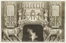 Design for chimneypiece with Egyptian design, sphinxes, hieroglyphs and bulls, 1769. Creator: Giovanni Battista Piranesi