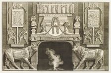 Design for chimneypiece with Egyptian design, sphinxes, hieroglyphs and bulls, 1769. Creator: Giovanni Battista Piranesi