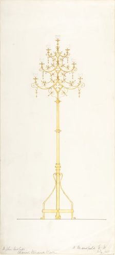 Design for Church Lamp Stand, 1889. Creator: B. Mansfield