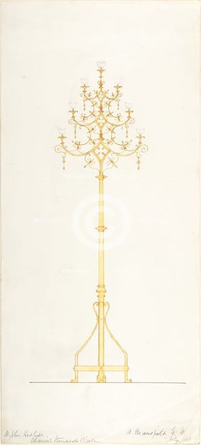 Design for Church Lamp Stand, 1889. Creator: B. Mansfield.