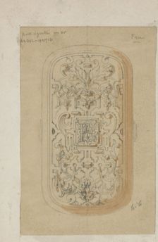 Design for cigarette case with monogram AH, c.1864-c.1894. Creator: Henri Cameré