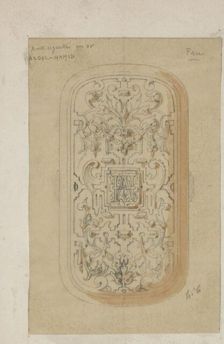Design for cigarette case with monogram AH, c.1864-c.1894. Creator: Henri Cameré