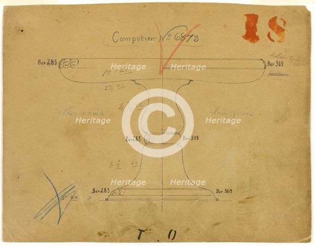 Design for Compotier No. 6873, 1882/83. Creator: Tiffany & Co.