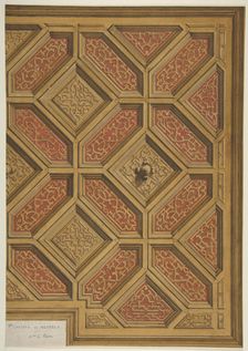 Design for Coffered Ceiling, Mme Païva's Chateau at Neudeck, second half 19th century. Creators: Jules-Edmond-Charles Lachaise, Eugène-Pierre Gourdet