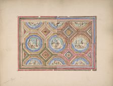 Design for Coffered Ceiling..., Empress Eugenie's Hotel, second half 19th century. Creators: Jules-Edmond-Charles Lachaise, Eugène-Pierre Gourdet