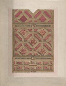 Design for Coffered Ceiling in Red and Gold, second half 19th century. Creators: Jules-Edmond-Charles Lachaise, Eugène-Pierre Gourdet