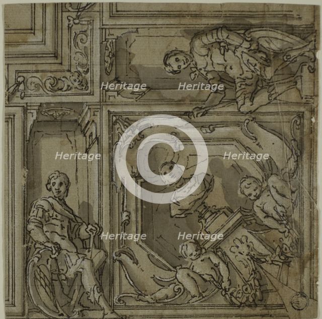 Design for Corner of a Ceiling Decoration, 1590/1614. Creator: Lazzaro Tavarone.