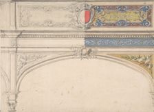 Design for Decorated Archway, Monaco Pavillion, 1878. Creators: Jules-Edmond-Charles Lachaise, Eugène-Pierre Gourdet