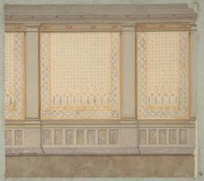 Design for decoration of a wall with painted panels separated by pilasters, 1830-97. Creators: Jules-Edmond-Charles Lachaise, Eugène-Pierre Gourdet