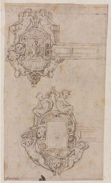 Design for Decorative Hinges (recto) Border Lines (verso), mid 1500s. Creator: Luzio Romano (Italian, active 1528-75)