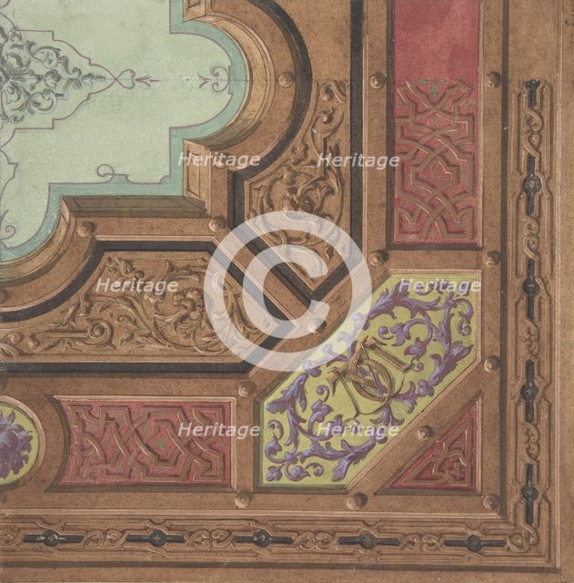 Design for Dining Room Ceiling, Château de Cangé, second half 19th century. Creators: Jules-Edmond-Charles Lachaise, Eugène-Pierre Gourdet.