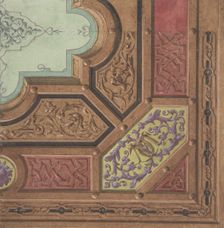 Design for Dining Room Ceiling, Château de Cangé, second half 19th century. Creators: Jules-Edmond-Charles Lachaise, Eugène-Pierre Gourdet