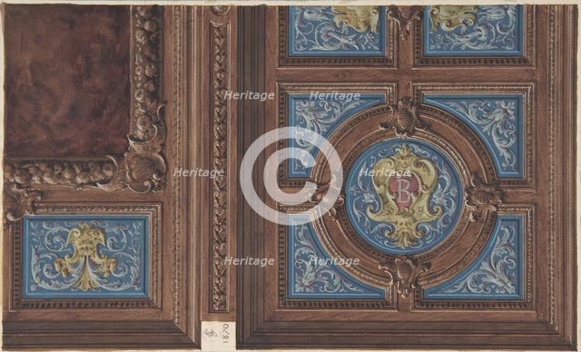 Design for Dining Room Ceiling, Hôtel de Behague, 1870. Creators: Jules-Edmond-Charles Lachaise, Eugène-Pierre Gourdet.