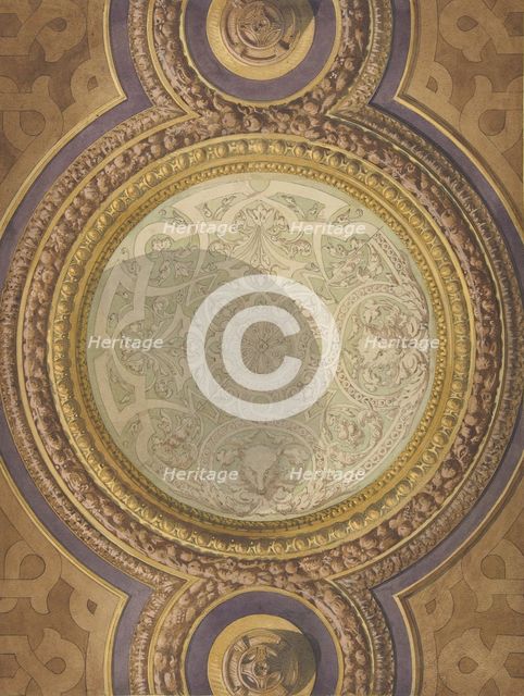 Design for Domed Ceiling for Mme Païva's Chateau at Neudeck, ca. 1877-84. Creators: Jules-Edmond-Charles Lachaise, Eugène-Pierre Gourdet.