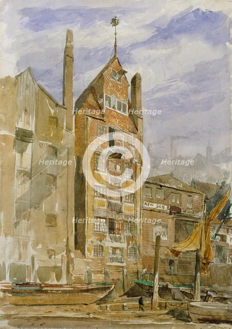 Design for Eagle Wharf, Narrow Street, Limehouse, London E14: perspective of front to..., c1862-63. Creator: Richard Norman Shaw.