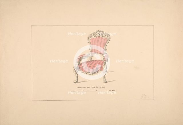Design for Easy Chair, François Premier Style, 1835-1900. Creator: Robert William Hume.