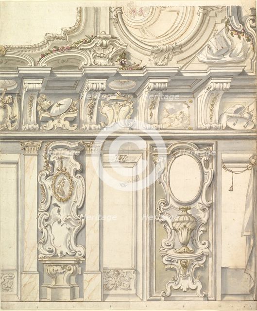 Design for Elevation for Elaborate Wall and Vault with the Savoya Arms, 1700-1780. Creator: Anon.