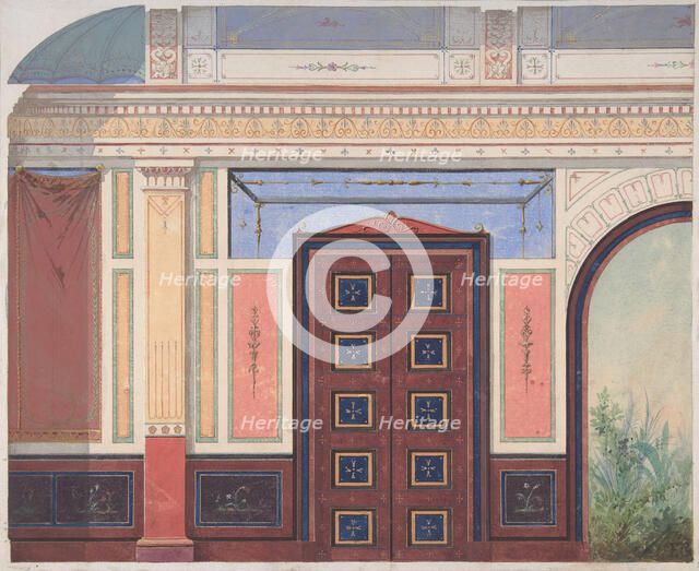 Design for Elevation of Ceiling and Wall, Deepdene, Dorking, Surrey, 1875-79. Creators: Jules-Edmond-Charles Lachaise, Eugène-Pierre Gourdet.