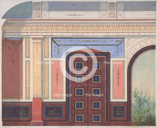 Design for Elevation of Ceiling and Wall, Deepdene, Dorking, Surrey, 1875-79. Creators: Jules-Edmond-Charles Lachaise, Eugène-Pierre Gourdet.