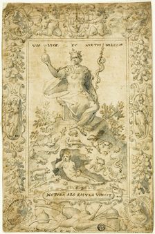 Design for Emblematic Frontispiece: "Natura Ars Emula Vincit", n.d. Creator: Unknown