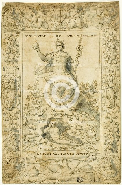 Design for Emblematic Frontispiece: "Natura Ars Emula Vincit", n.d. Creator: Unknown.