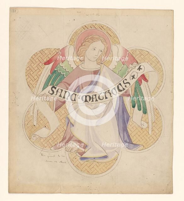 Design for embroidery: angel, symbol of St Matthew the Evangelist, c.1850-c.1875. Creator: Hardman & Co..