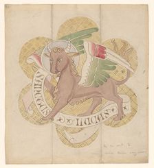 Design for embroidery: bull, symbol of St Luke the Evangelist, c.1850-c.1875. Creator: Hardman & Co.