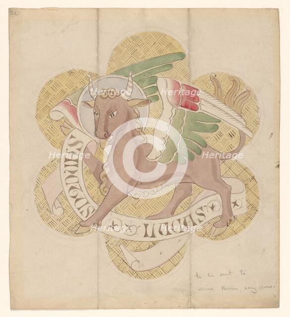 Design for embroidery: bull, symbol of St Luke the Evangelist, c.1850-c.1875. Creator: Hardman & Co..