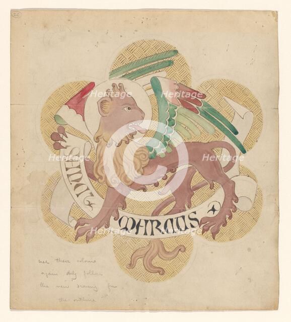 Design for embroidery: lion, symbol of St Mark the Evangelist, c.1850-c.1875. Creator: Hardman & Co..