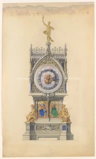 Design for Enameled Clock, ca. 1882. Creator: Lucien Falize.
