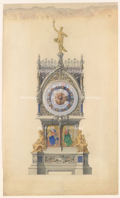 Design for Enameled Clock, ca. 1882. Creator: Lucien Falize.