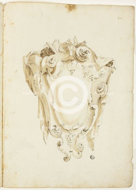 Design for Escutcheon, with Skulls and Books, n.d. Creator: Unknown.