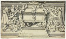 Design for Epitaph: Family Members Kneeling Before Tomb, n.d. Creator: Hans Holbein the Younger