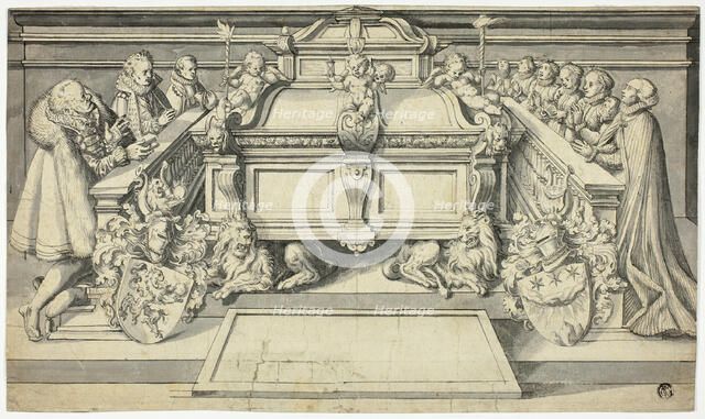 Design for Epitaph: Family Members Kneeling Before Tomb, n.d. Creator: Hans Holbein the Younger.