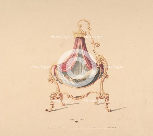 Design for Fancy Child's Cot, 1830-1900. Creator: Robert William Hume.