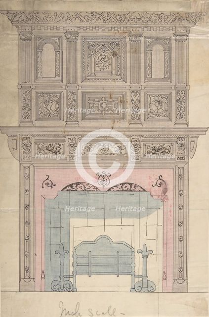 Design for Fireplace and Grate, 19th century. Creator: Anon.