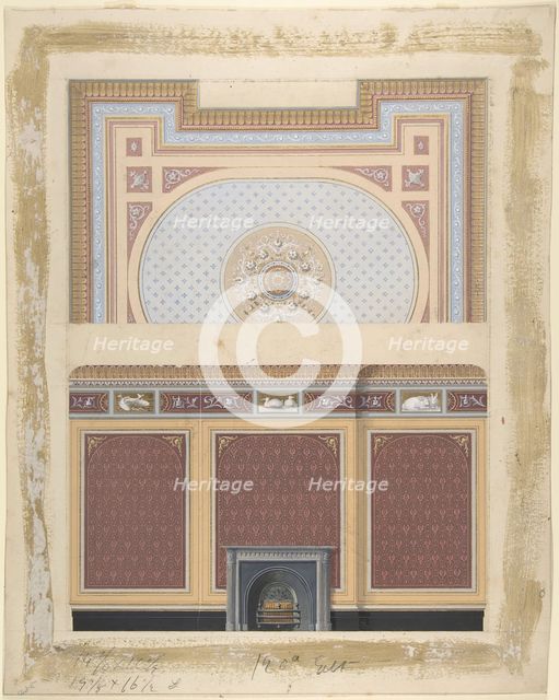 Design for Fireplace Wall and Ceiling, second half 19th century. Creator: Anon.